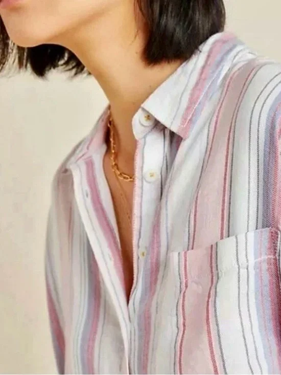 Anthropologie Pilcro & the Letterpress The Bo Boyfriend Buttondown Shirt Sz XS/S - Picture 3 of 15